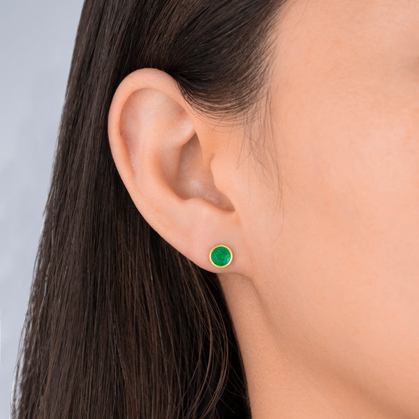 Bezel-Set Emerald Earrings