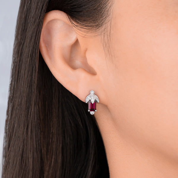 Rhodolite Garnet and Diamond Earrings