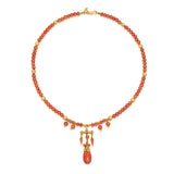 Coral Charm Tassel Necklace