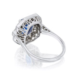 Royal Blue Sapphire & Diamond Halo Ring