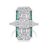 Emerald-Edge Deco Diamond Ring