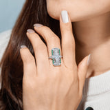Emerald-Edge Deco Diamond Ring