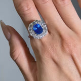 Antique Cornflower Blue Ceylon Sapphire & Diamond Ring