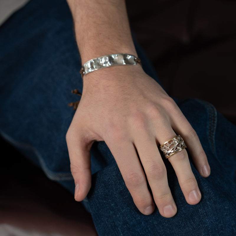Sea Fan Ring with Diamond in Sterling Silver