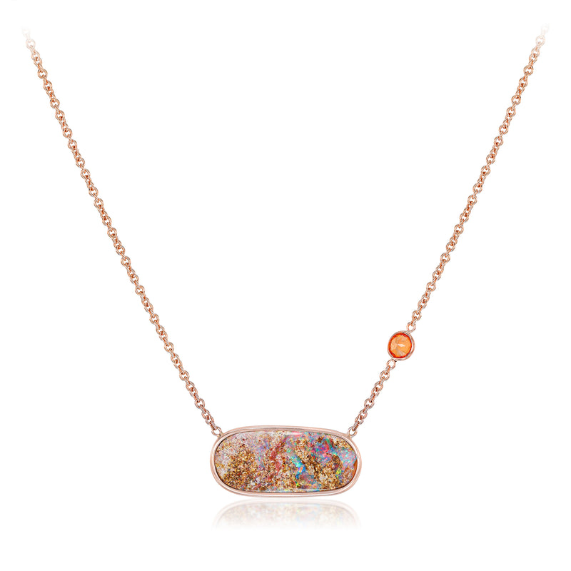 Australian Boulder Opal with Mexican Fire Opal Necklace
