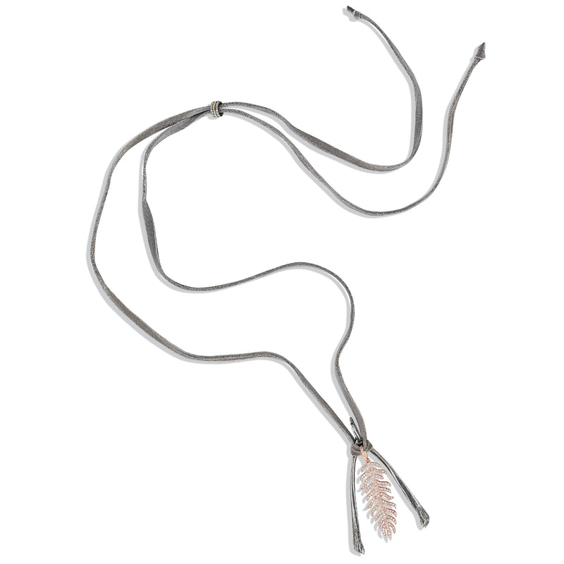 Silver Furcula & Diamond Pave Feather