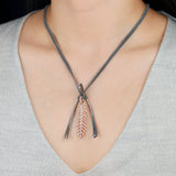 Silver Furcula & Diamond Pave Feather