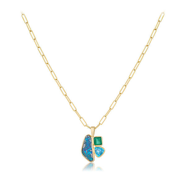 Opal, Emerald and Topaz Trio Necklace