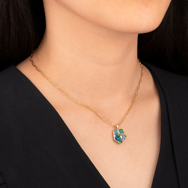Opal, Emerald and Topaz Trio Necklace
