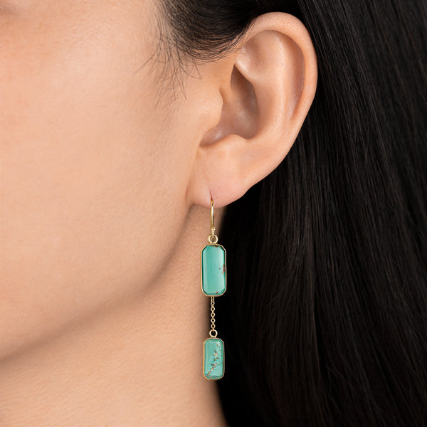 Double Dangle Turquoise Earrings