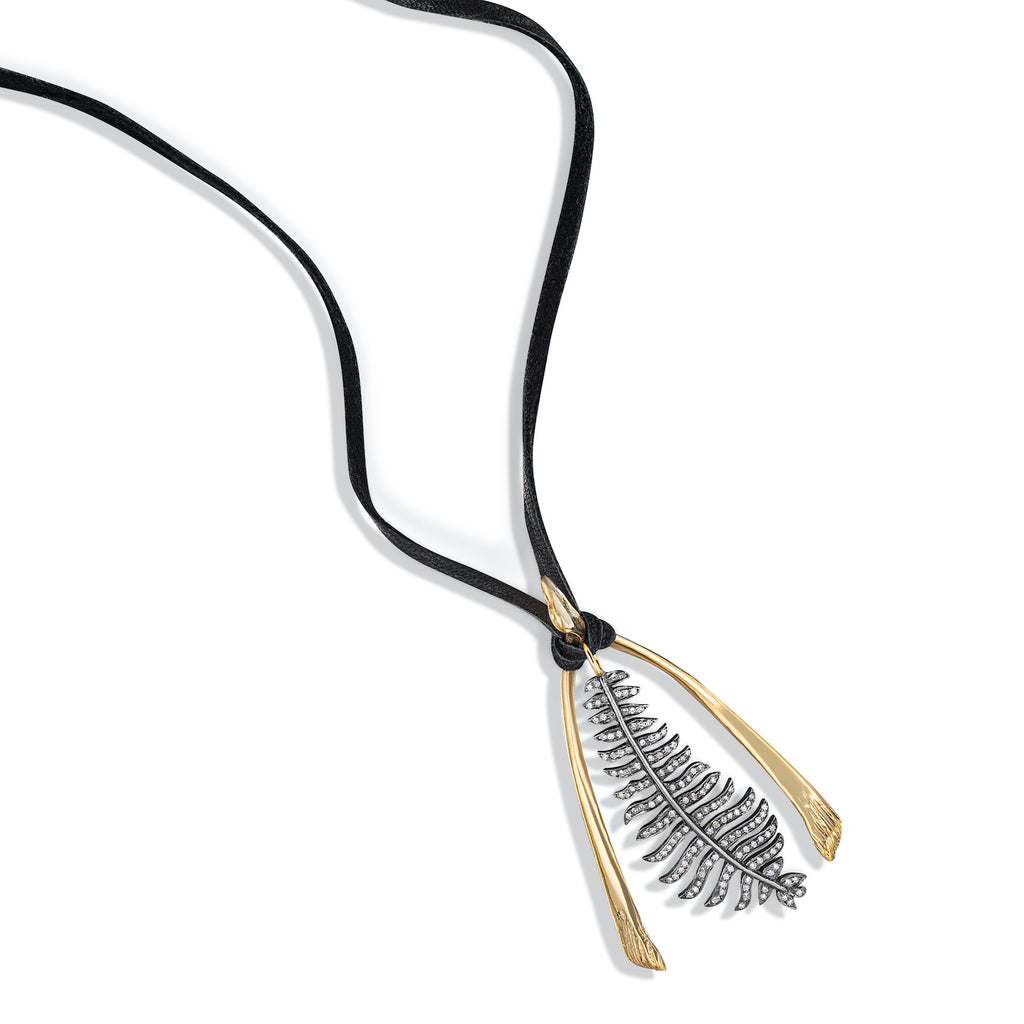 Gold Furcula & Silver Feather Pendant – Lynne Mercein Fine Jewelry