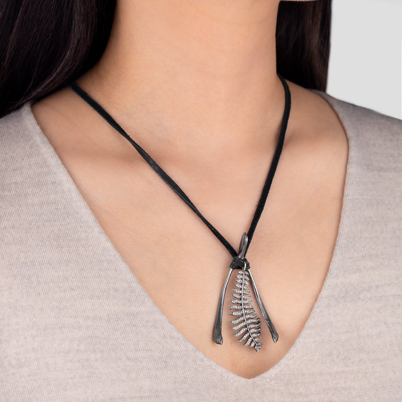 Silver Furcula & Feather Necklace