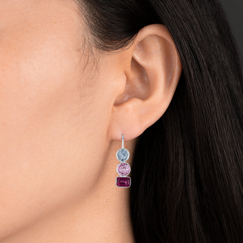 Sapphire and Rhodolite Garnet Stack Earrings