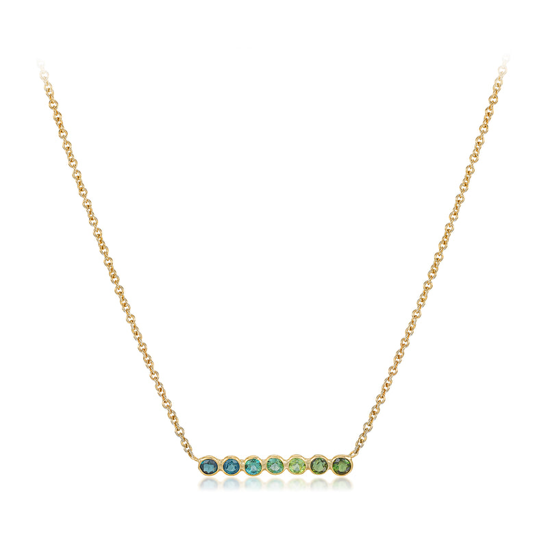 Blue Green Tourmaline Gradient Necklace
