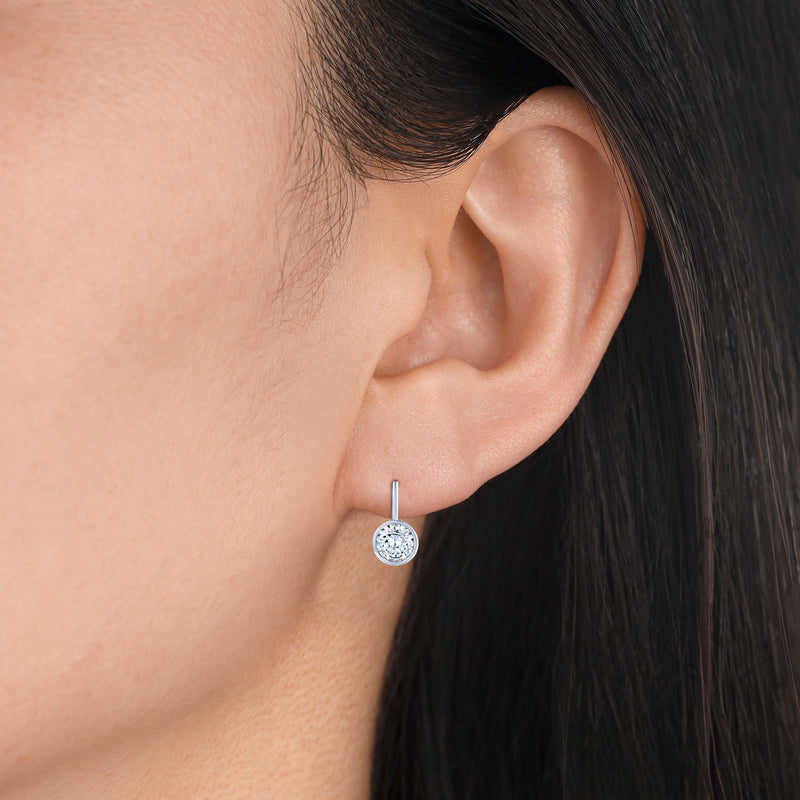 Single Diamond Elise Earrings in White Gold